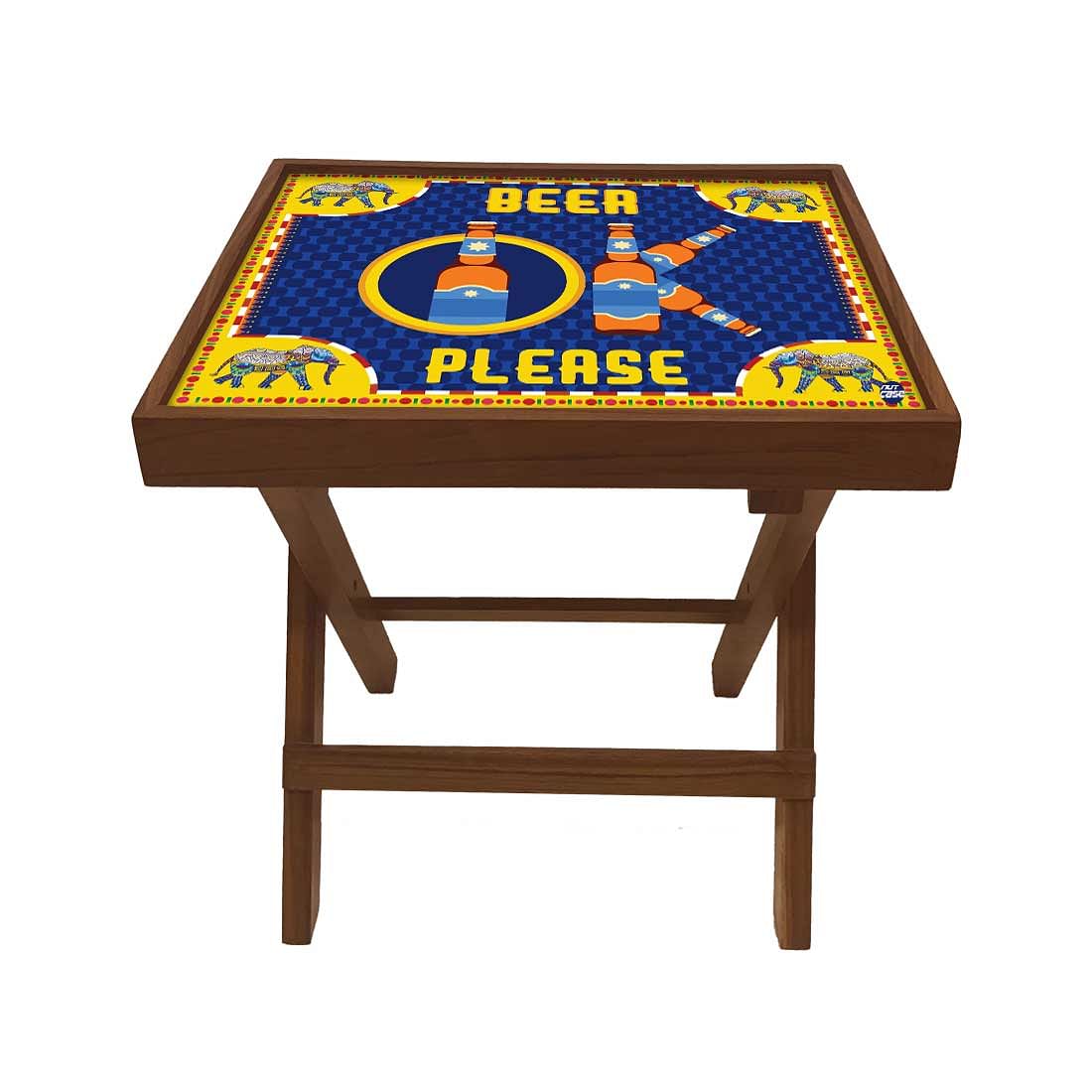 Folding Side Table - Teak Wood - Beer Ok Please - Image 2