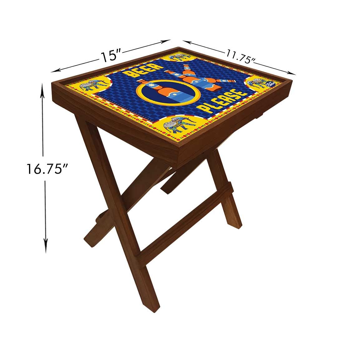 Folding Side Table - Teak Wood - Beer Ok Please - Image 6