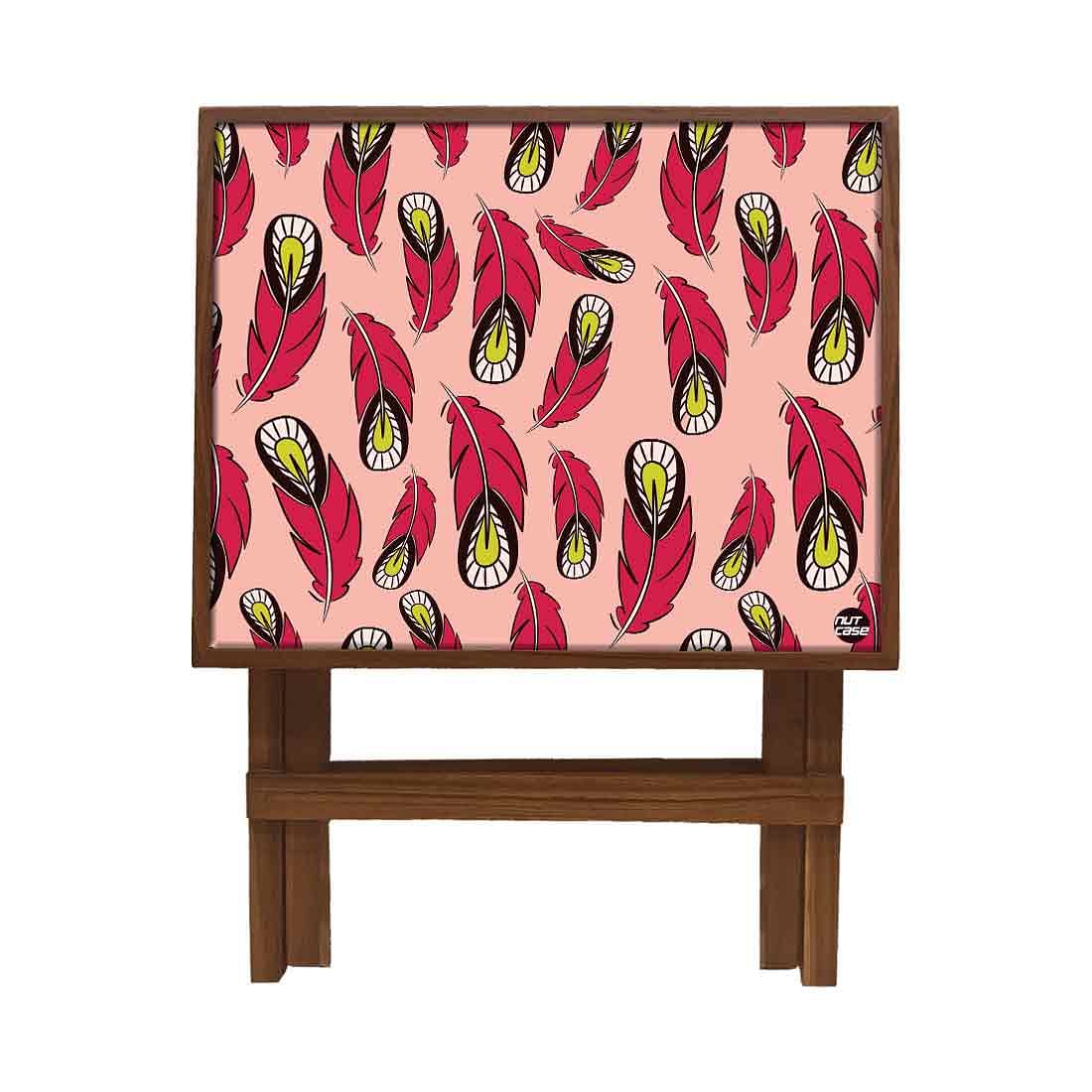 Folding Side Table - Teak Wood - Feathers - Image 4