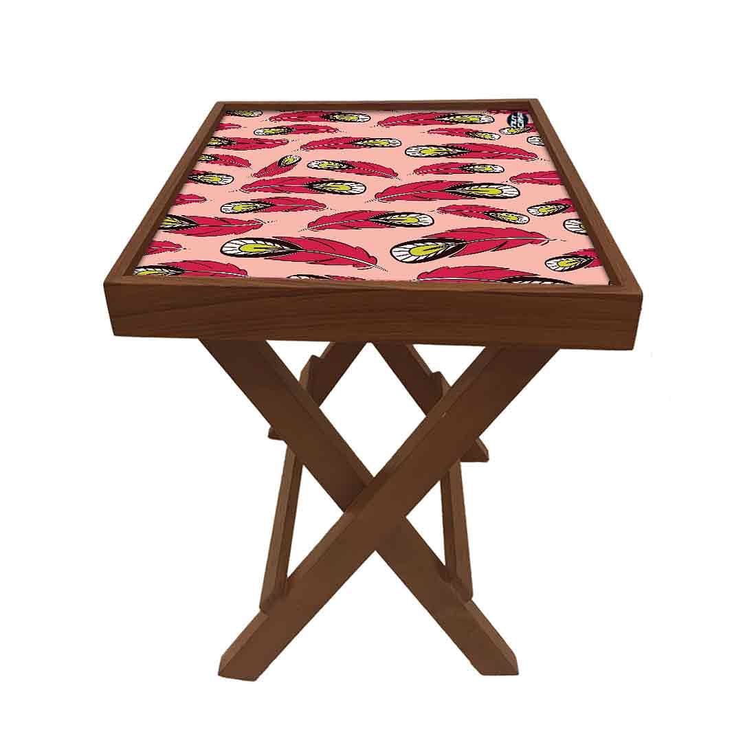 Folding Side Table - Teak Wood - Feathers - Image 5