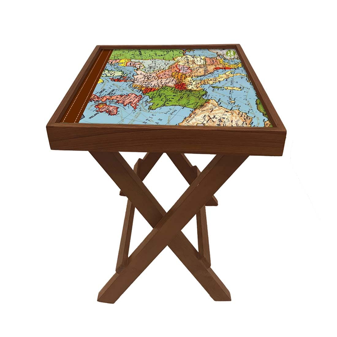 Folding Side Table - Teak Wood - Atlantic Map - Image 5