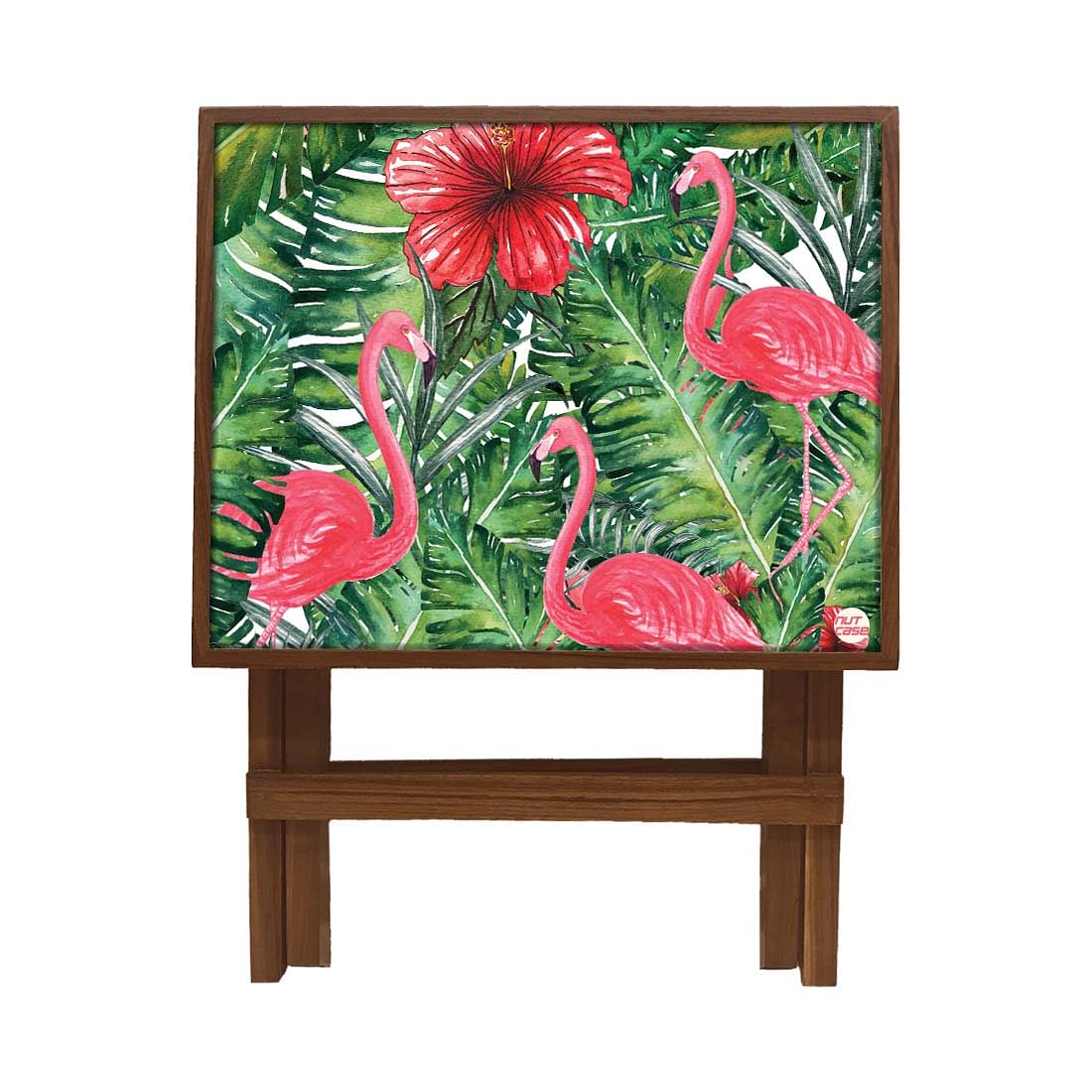 Folding Side Table - Teak Wood - Swan And Leaves - Image 4