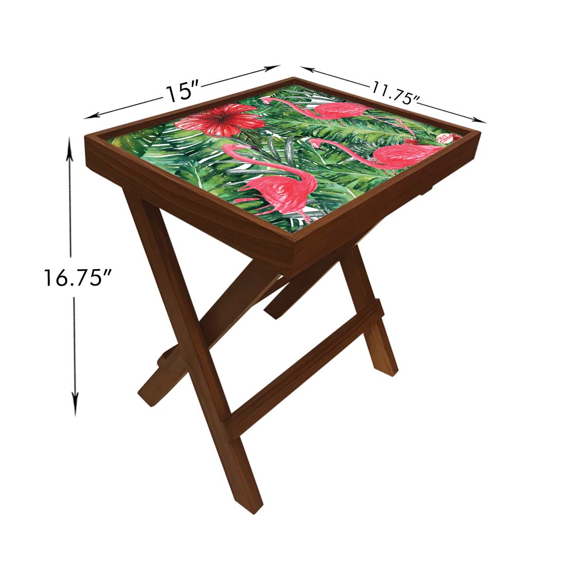 Folding Side Table - Teak Wood - Swan And Leaves - Image 6