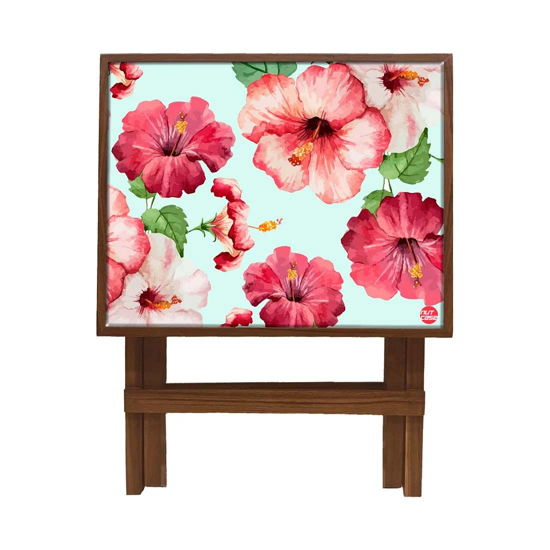 Folding Side Table - Teak Wood - Hibiscus Love - Image 4
