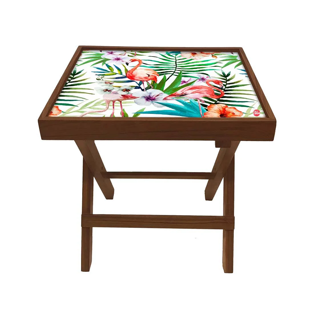 Folding Bed Side Table-Teak Wood-Flower Everywhere - Image 3