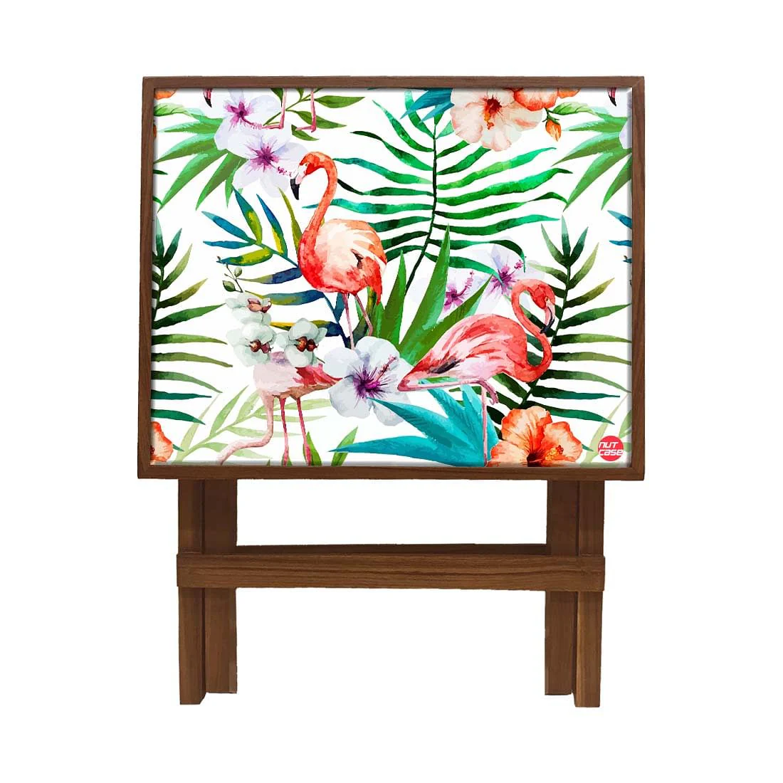 Folding Bed Side Table-Teak Wood-Flower Everywhere - Image 4