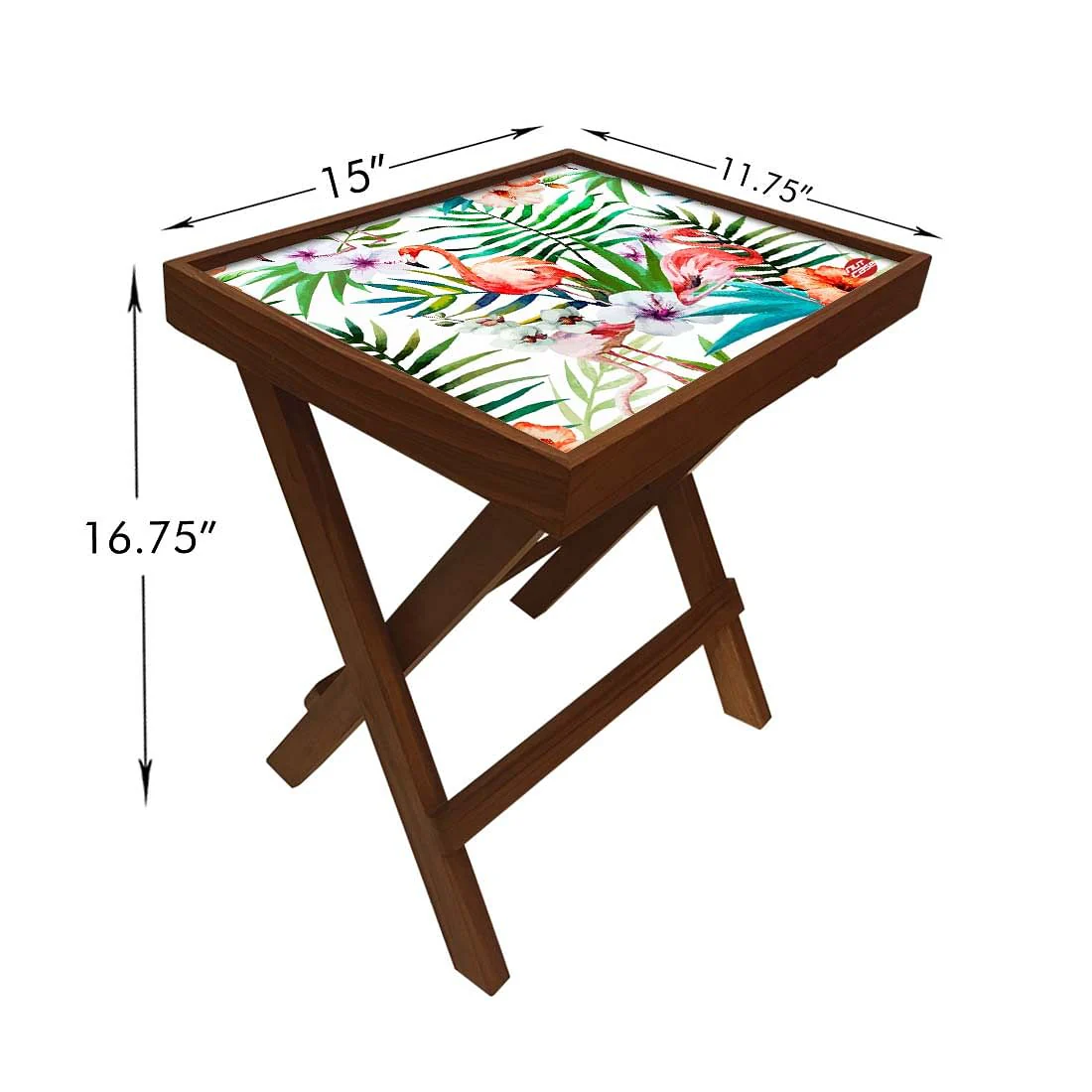 Folding Bed Side Table-Teak Wood-Flower Everywhere - Image 6