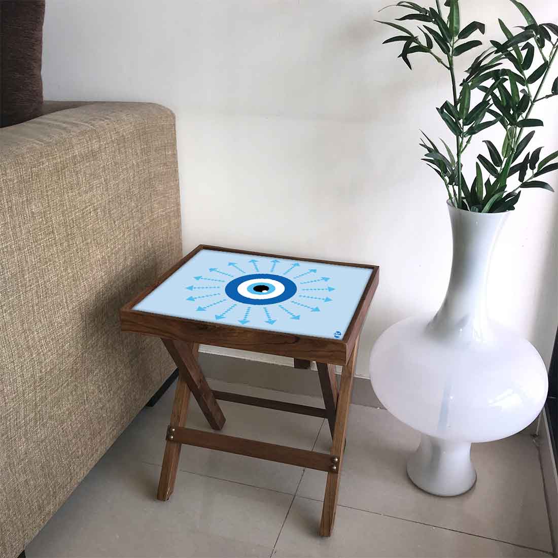 Wooden Folding Side Table for Sofa Bedroom Living Room - Evil Eye Protector - Image 22