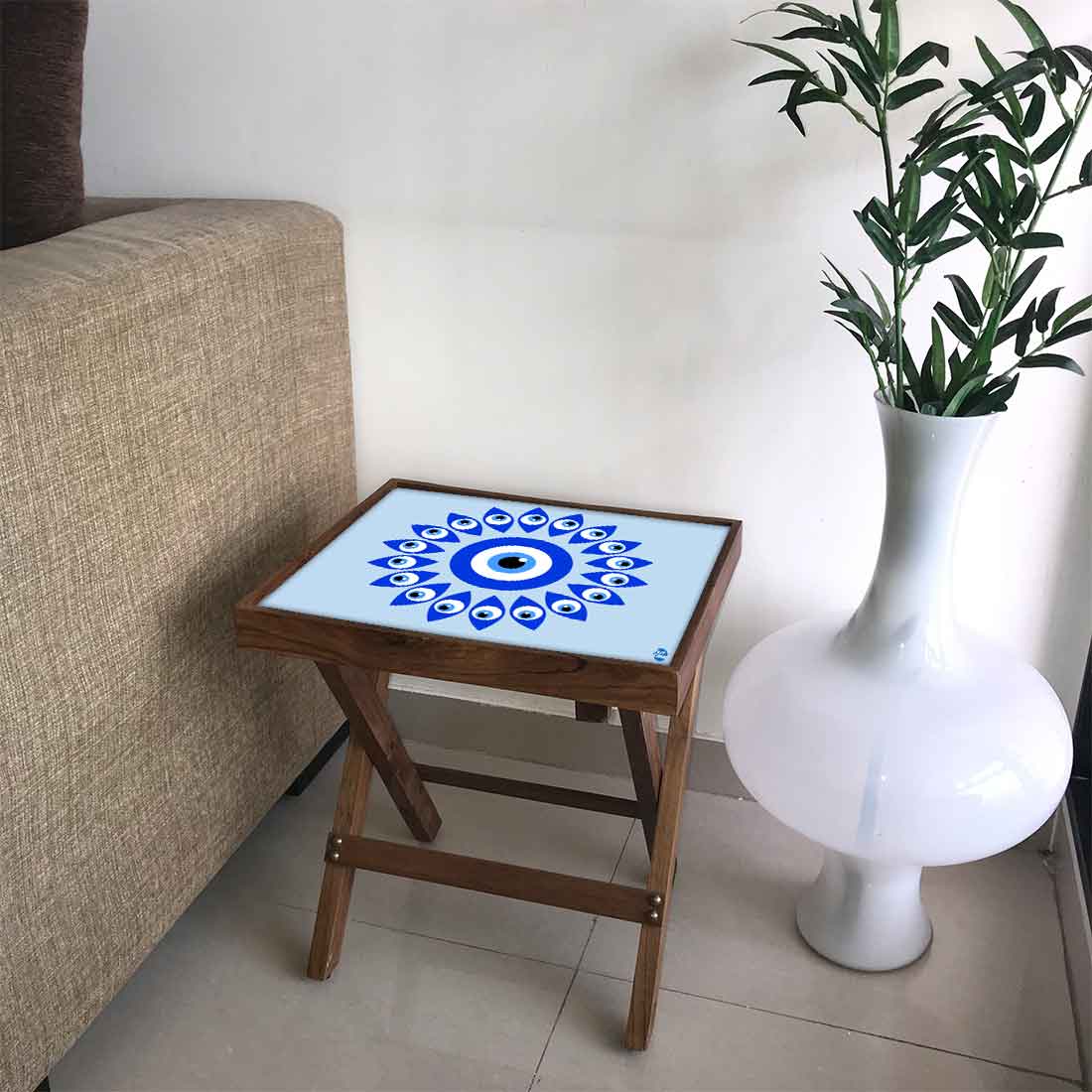 Wooden Folding Side Table for Sofa Bedroom Living Room - Evil Eye Protector - Image 23