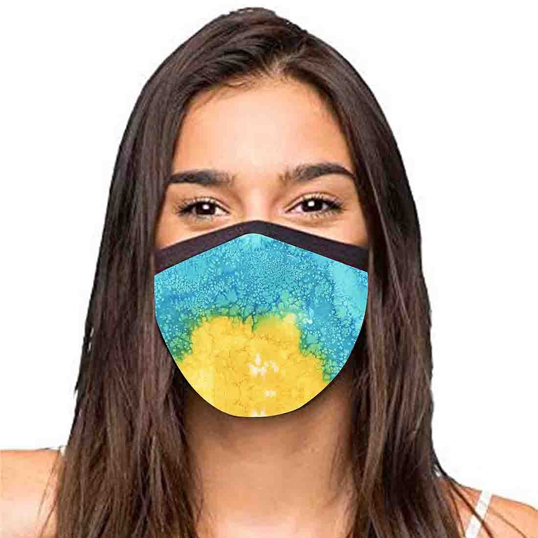 Face Mask For Women - Set Of 2 Protective Masks -Yellow Blue Watercolor - Image 2