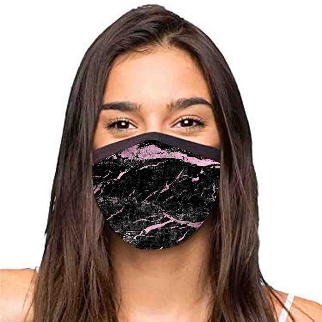 Face Mask -Set Of 2 Protective Masks -Black Pink Marble - Image 2