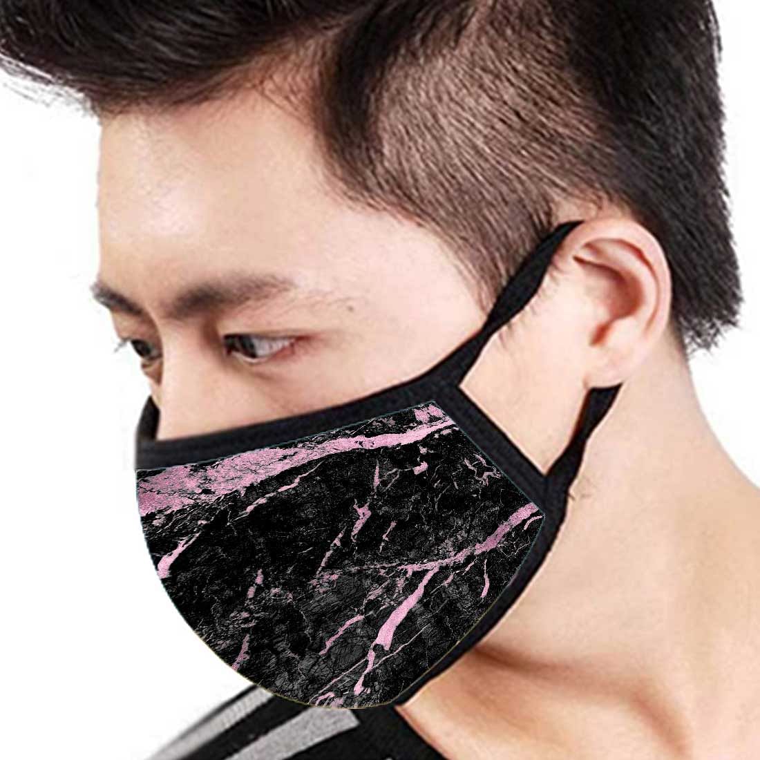 Face Mask -Set Of 2 Protective Masks -Black Pink Marble - Image 3
