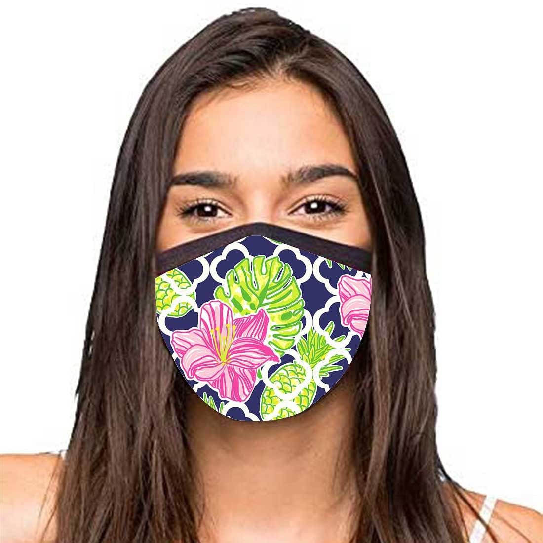 Face Masks Reusable Washable Set Of 2 -Pink_Green_Floral - Image 2