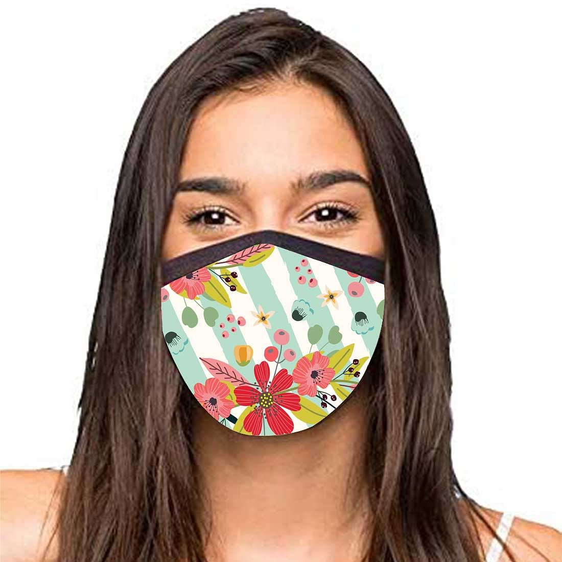 Face Masks Reusable Washable Set Of 2 -Floral_stripes - Image 2