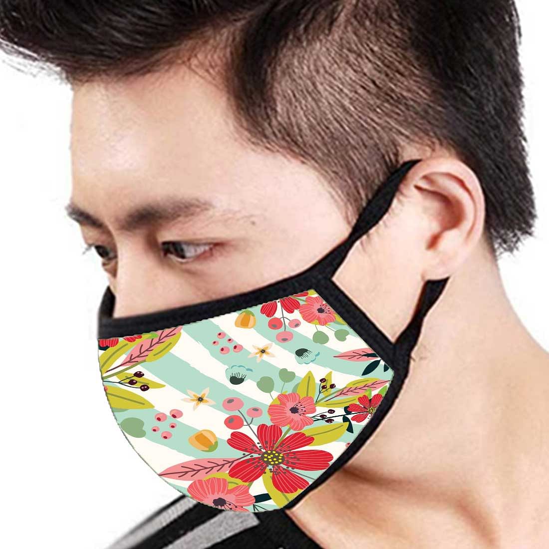 Face Masks Reusable Washable Set Of 2 -Floral_stripes - Image 3
