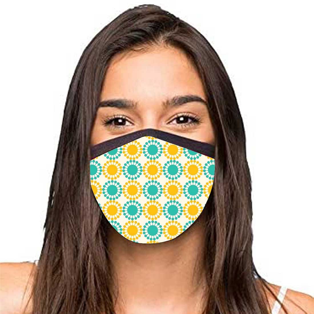Face Masks Reusable Washable Set Of 2 -Yellow_Blue_Polka - Image 2