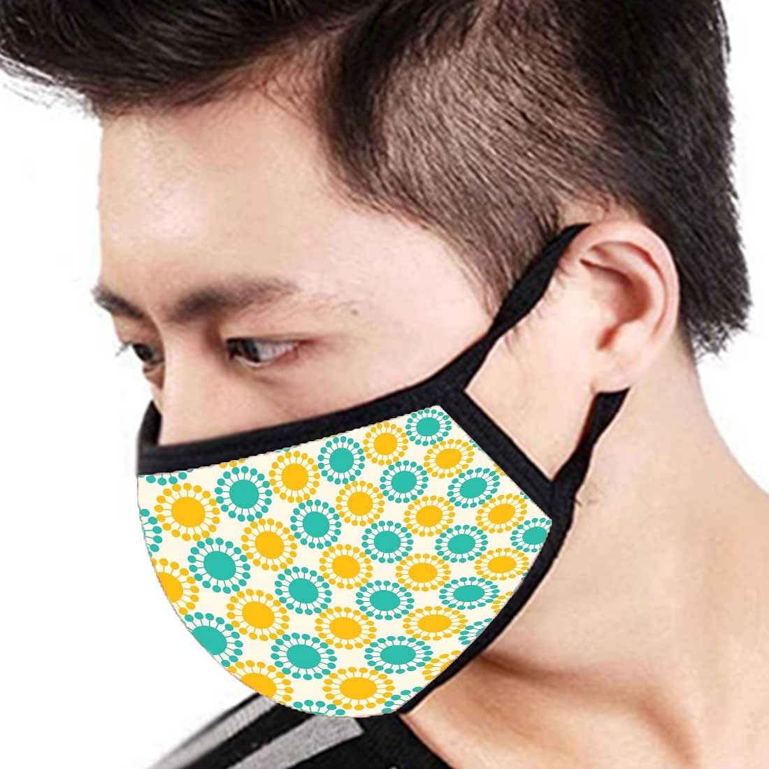 Face Masks Reusable Washable Set Of 2 -Yellow_Blue_Polka - Image 3