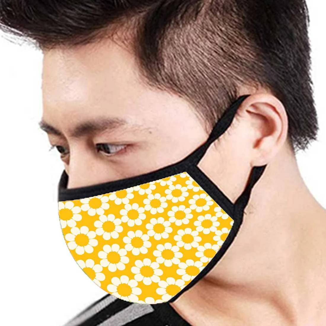 Face Masks Reusable Washable Set Of 2 -Yellow_Polka - Image 3