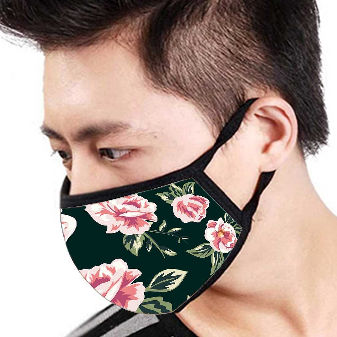 Face Masks Reusable Washable Set Of 2 -Black_floral - Image 3
