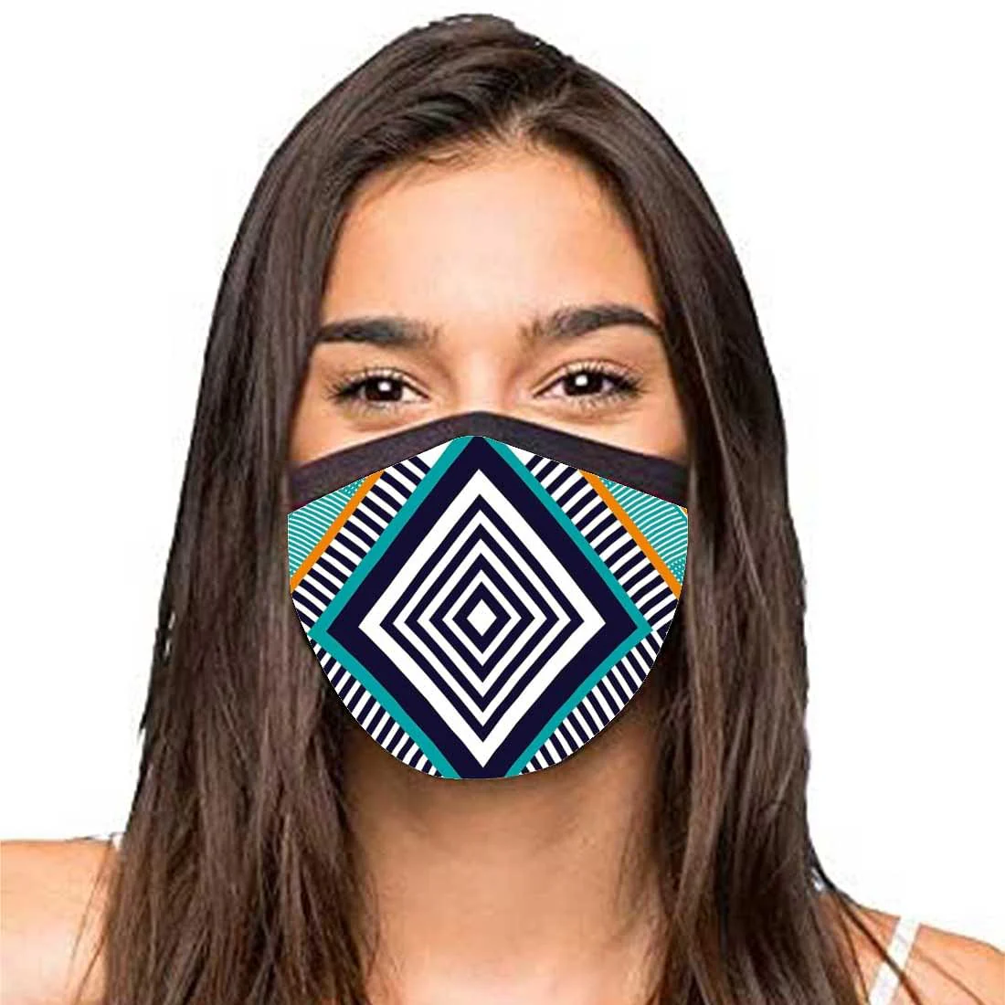Face Masks Reusable Washable Set Of 2 -Geo_teal - Image 2