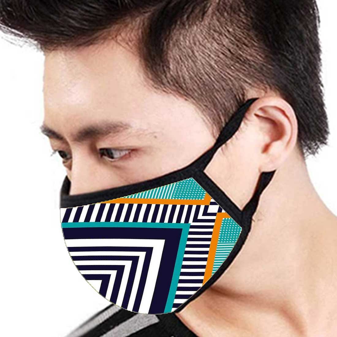 Face Masks Reusable Washable Set Of 2 -Geo_teal - Image 3