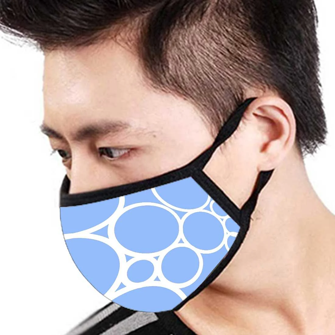 Face Masks Reusable Washable Set Of 2 -Blue_Circles - Image 3
