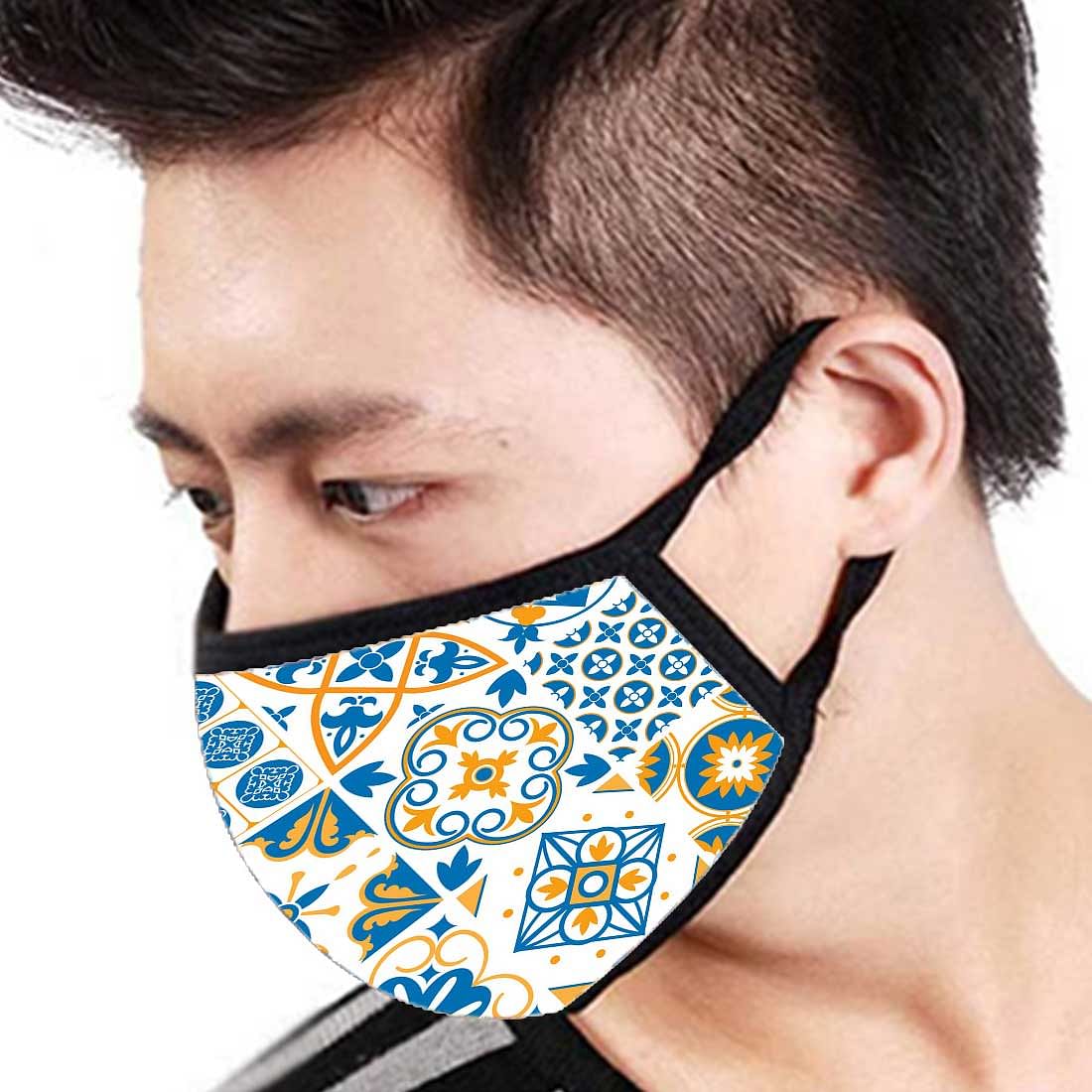 Face Masks Reusable Washable Set Of 2 -Spanish_tiles_blue - Image 3