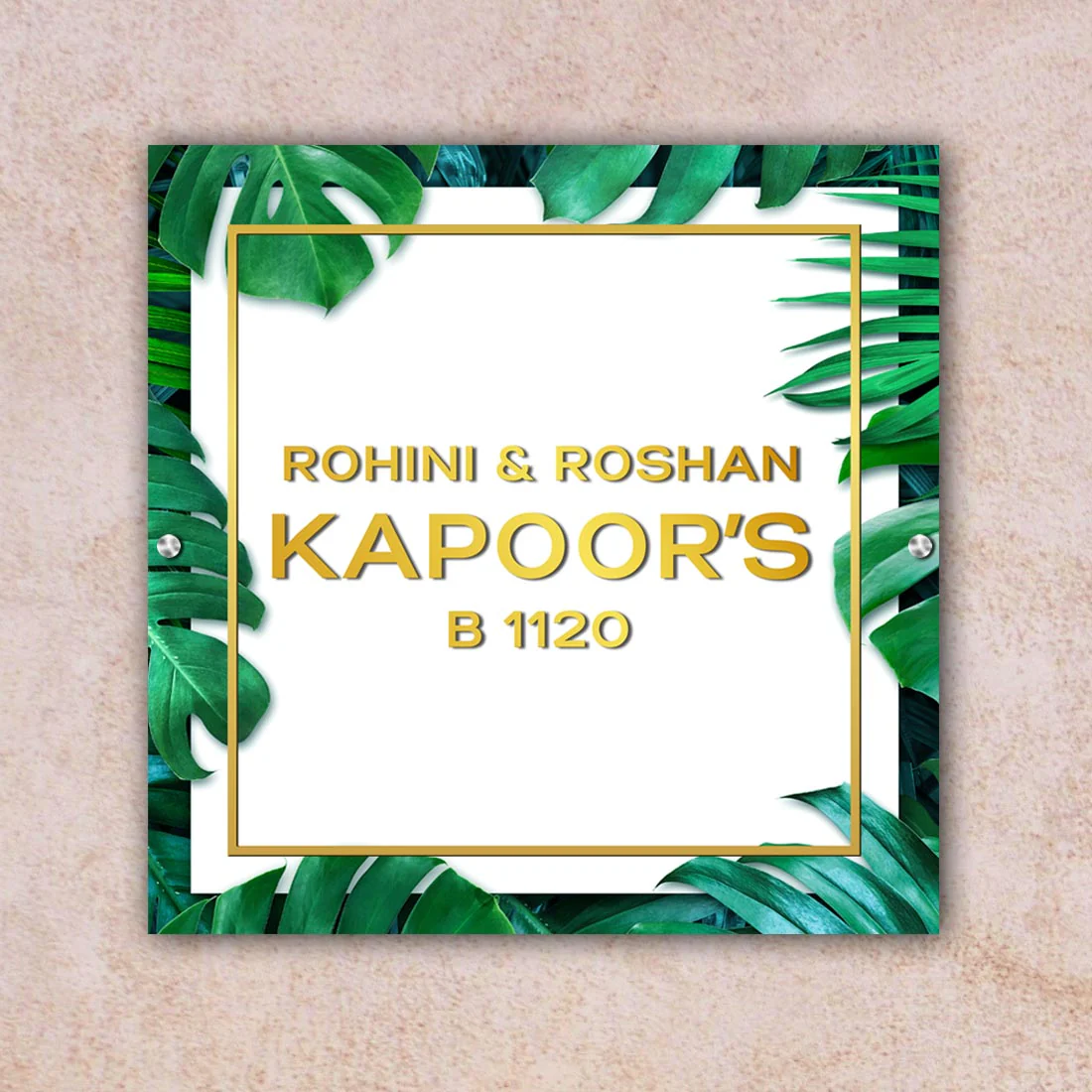 Designer Name Plate for Home with 3D Acrylic Fonts - Square Nameplate