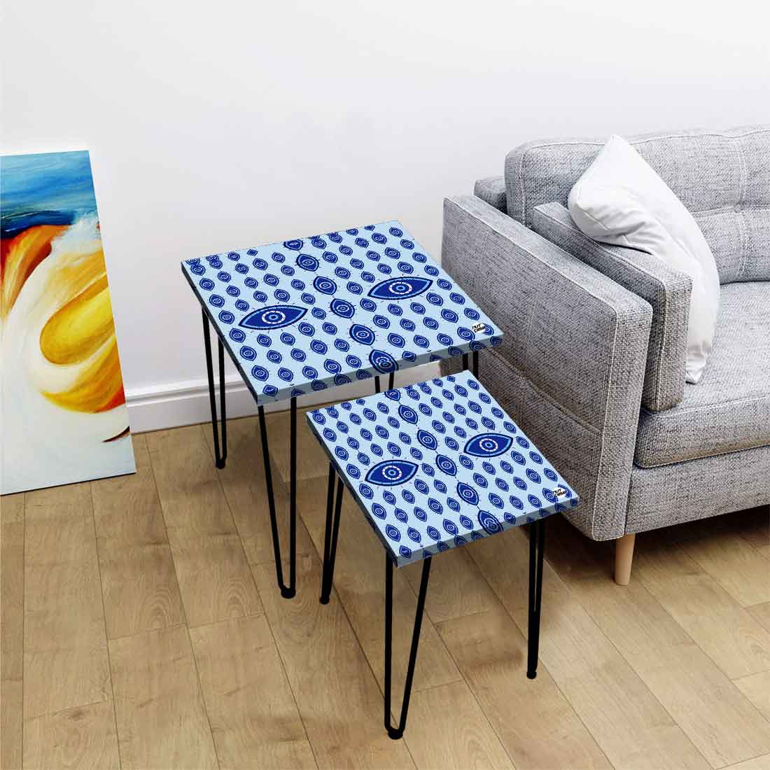 Nesting Table Set of 2 for Living Room Outdoors Patio - Evil Eye Protector - Image 14