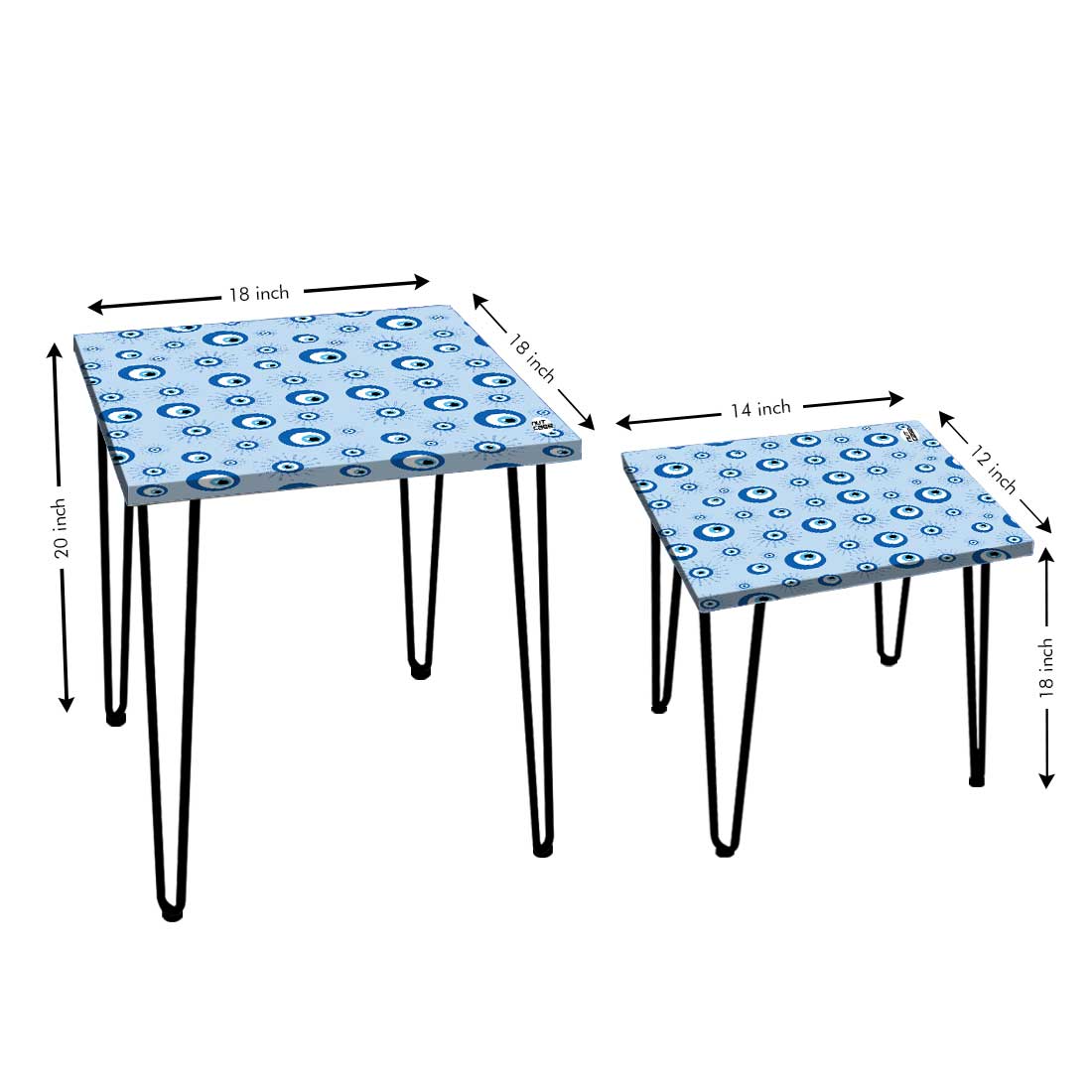 Nesting Table Set of 2 for Living Room Outdoors Patio - Evil Eye Protector - Image 17