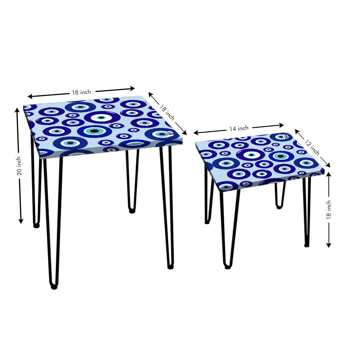 Nesting Table Set of 2 for Living Room Outdoors Patio - Evil Eye Protector - Image 18