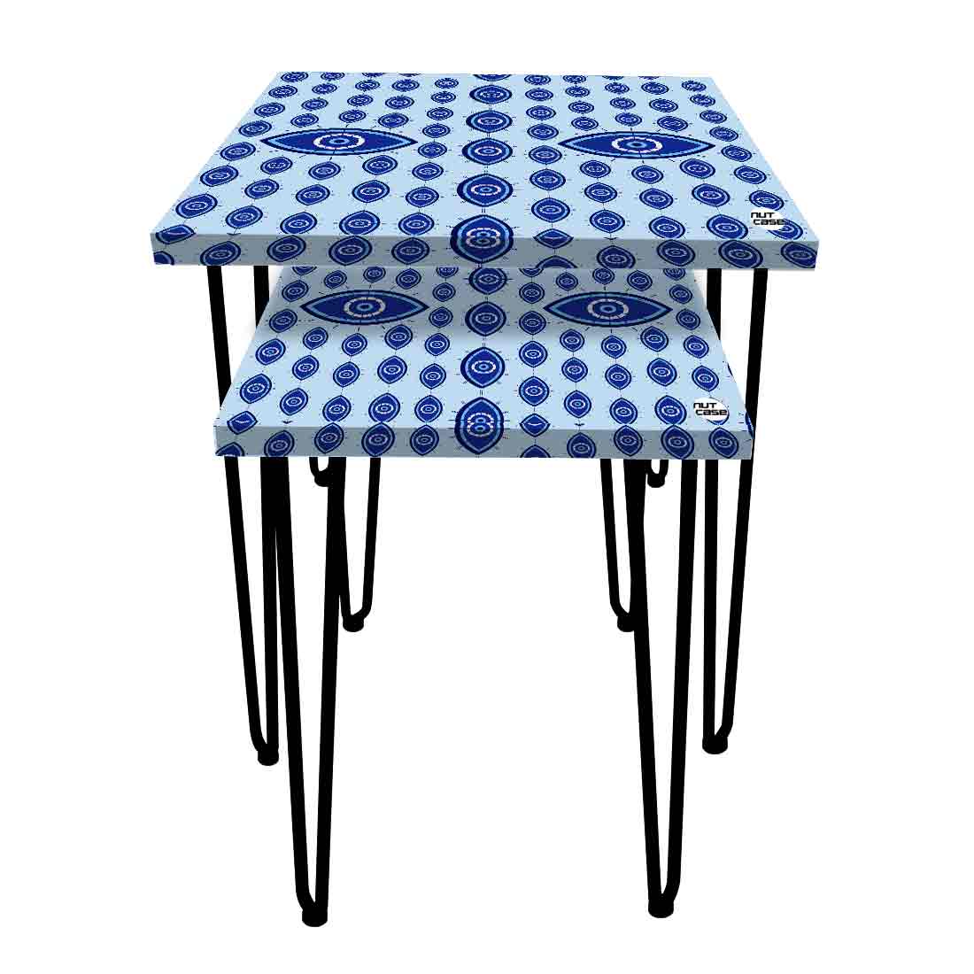 Nesting Table Set of 2 for Living Room Outdoors Patio - Evil Eye Protector - Image 6