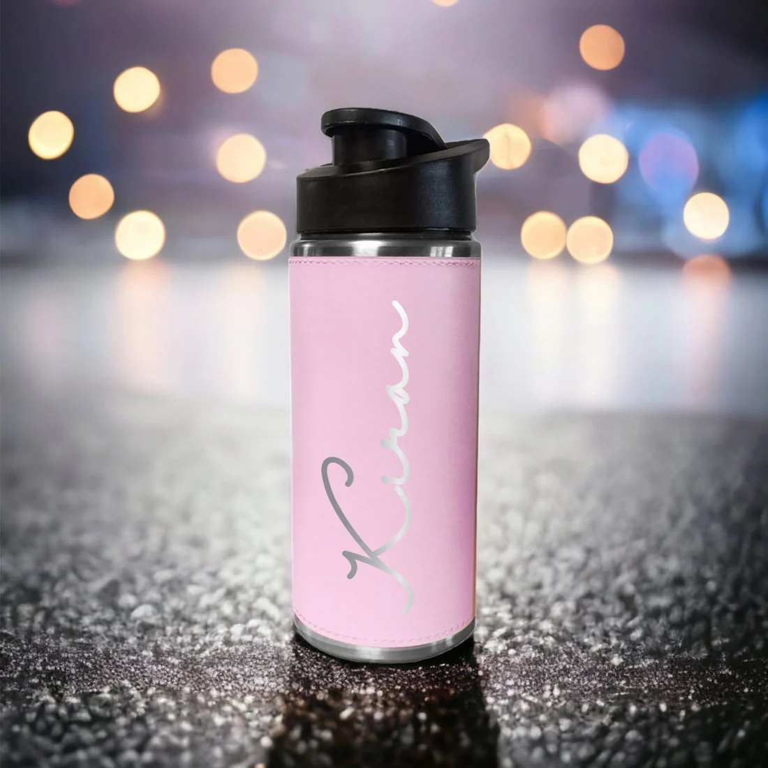Customized Bottles Pink PU Leather & Stainless Steel Sipper Bottle for Girls - Image 2