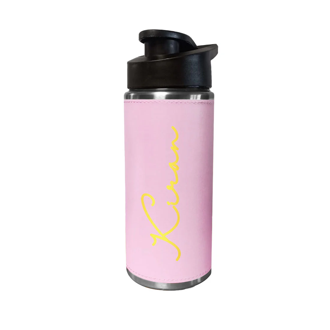 Customized Bottles Pink PU Leather & Stainless Steel Sipper Bottle for Girls - Image 3
