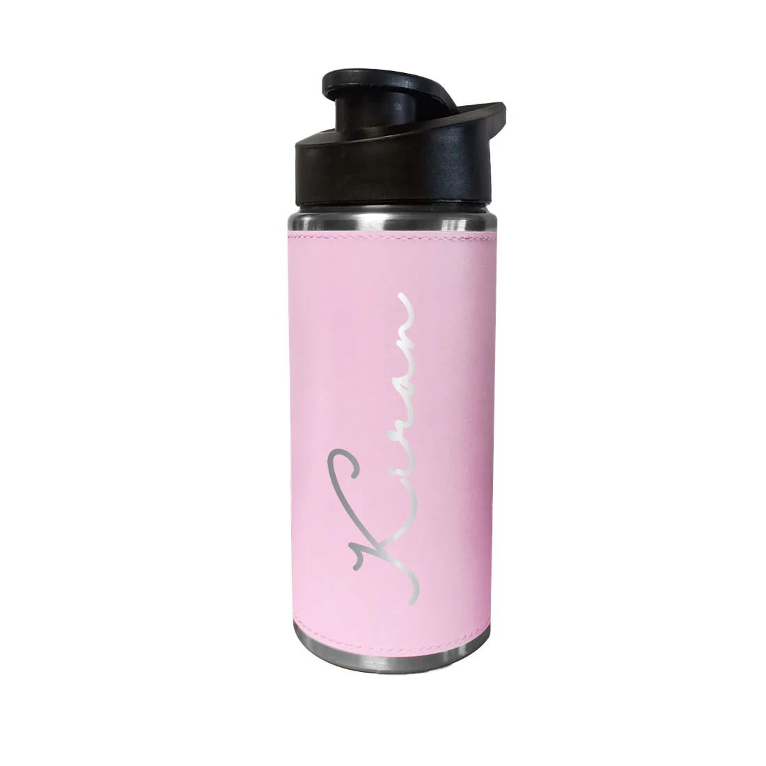 Customized Bottles Pink PU Leather & Stainless Steel Sipper Bottle for Girls - Image 4