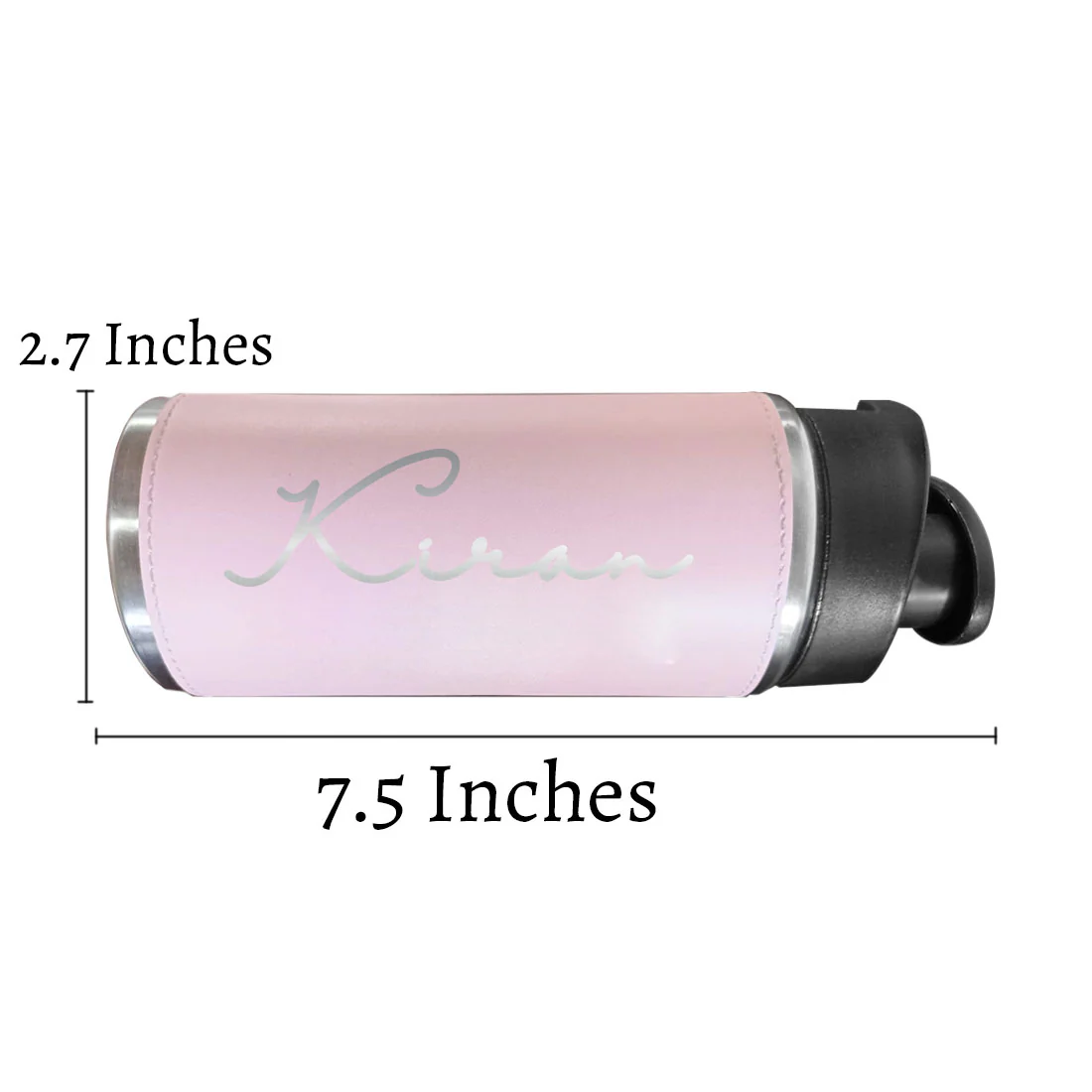 Customized Bottles Pink PU Leather & Stainless Steel Sipper Bottle for Girls - Image 5