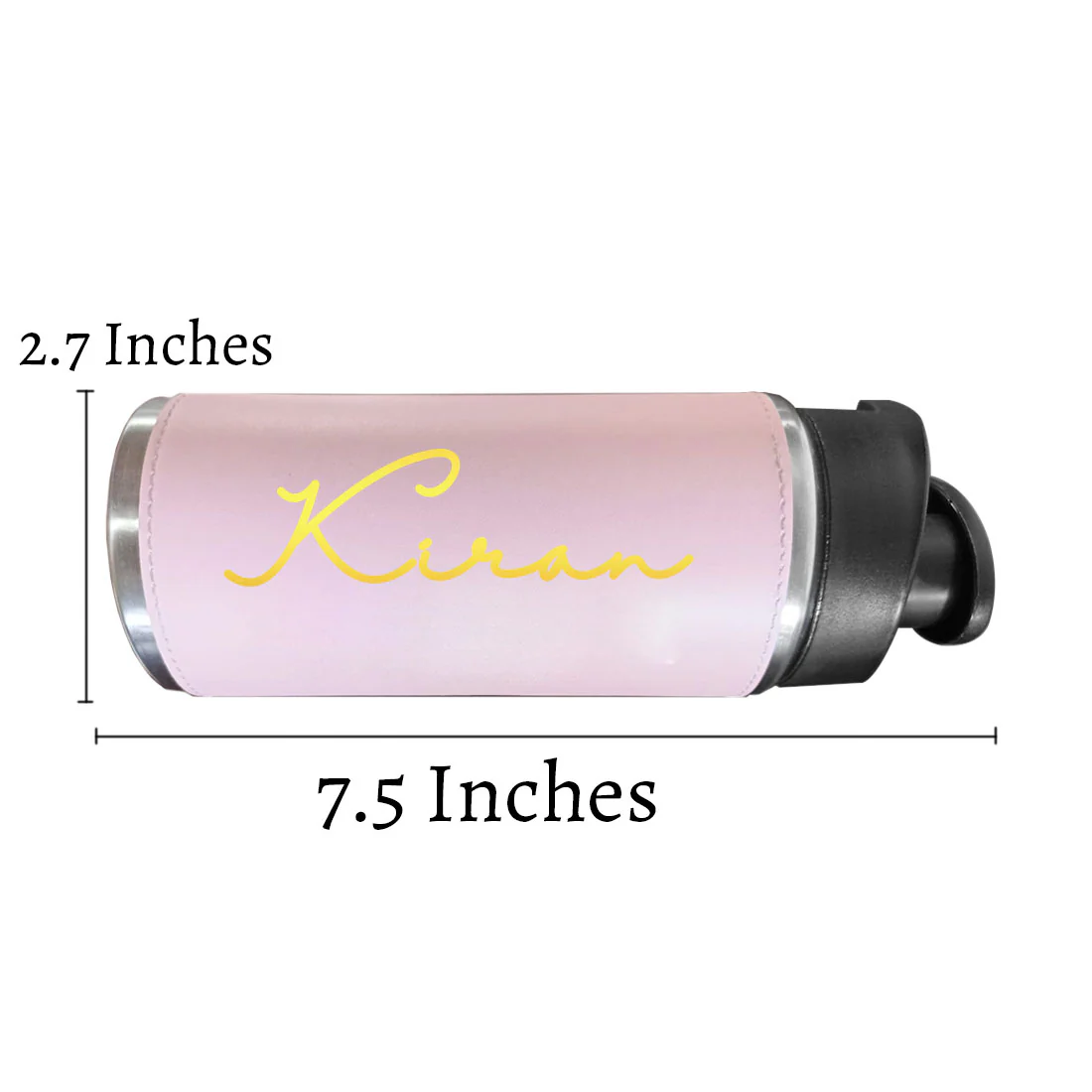 Customized Bottles Pink PU Leather & Stainless Steel Sipper Bottle for Girls - Image 6