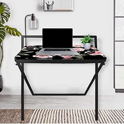 Foldable WFH Desk Study Table for Adults Students-Black Floral - Image 2