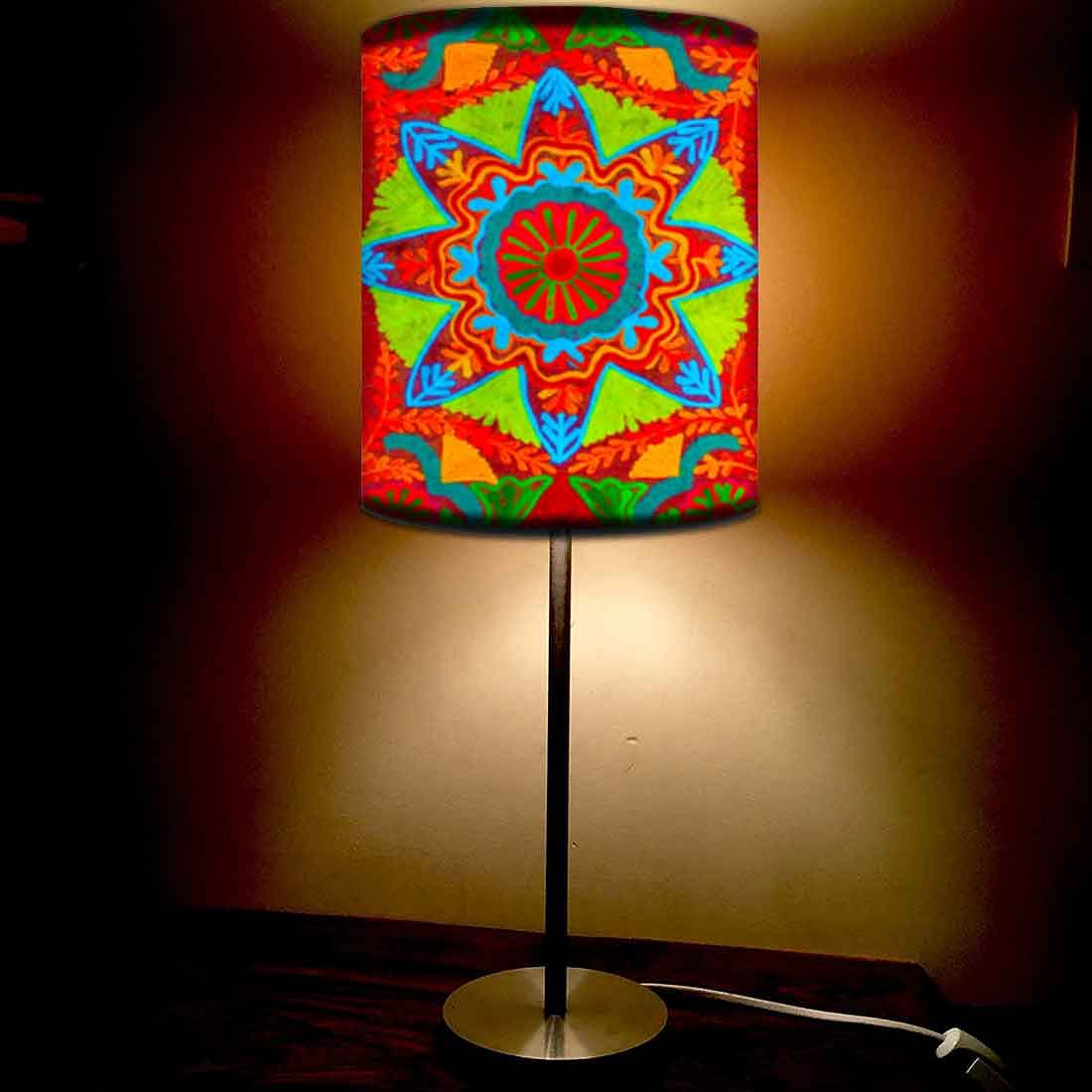 Stainless Steel Table Lamp For Living Room Bedroom - Indian Fabric