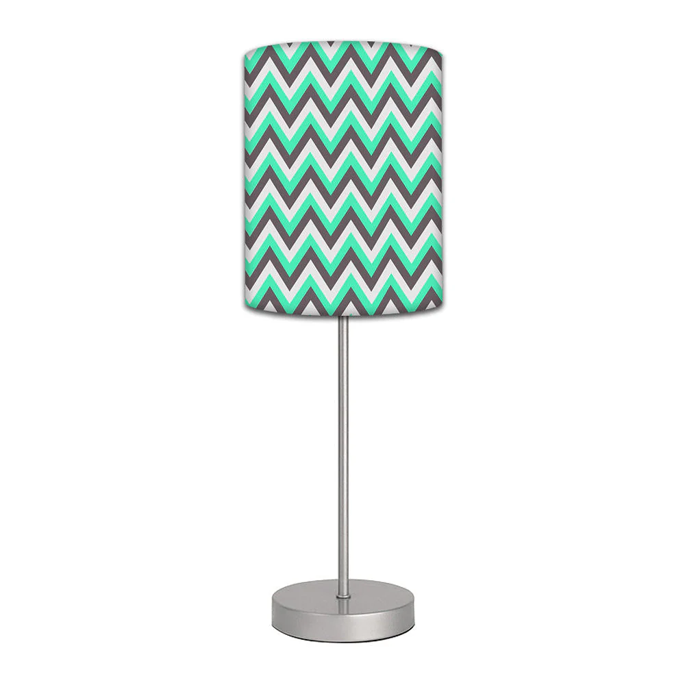Stainless Steel Table Lamp For Living Room Bedroom - Mint & Grey Chevron
