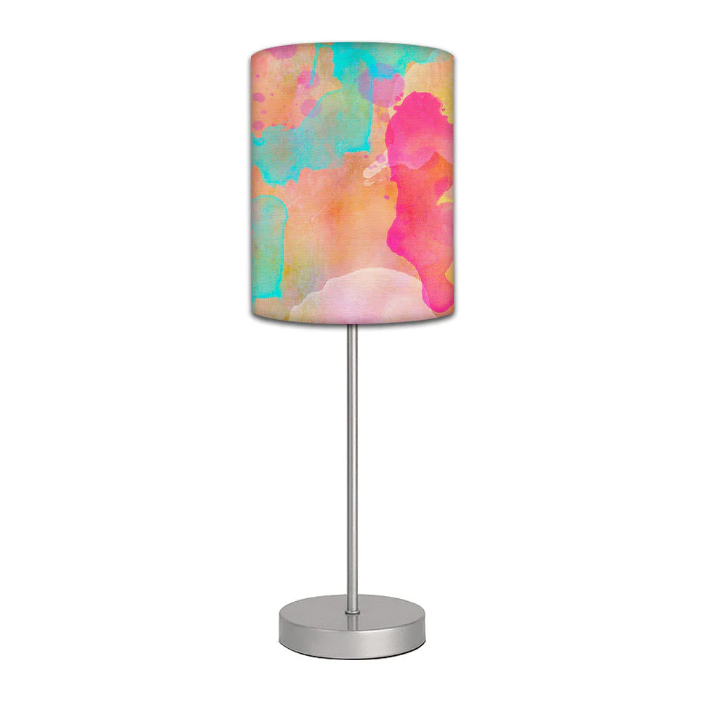 Stainless Steel Table Lamp For Living Room Bedroom - Watercolors Paint Pink & Blue