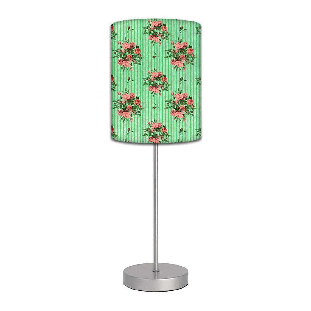 Stainless Steel Table Lamp For Living Room Bedroom - Lines Roses Shabby Chic Vintage