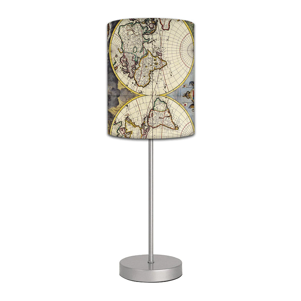 Stainless Steel Table Lamp For Living Room Bedroom - Old Vintage Maps Of The Globe