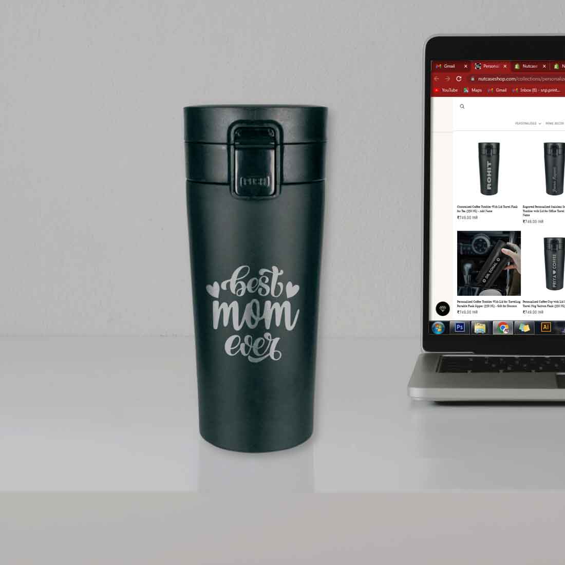 Designer Travel Coffee Mug Insulated for Travelling Mother Day Gift (350 ML) - Best Mom Ever - Image 6