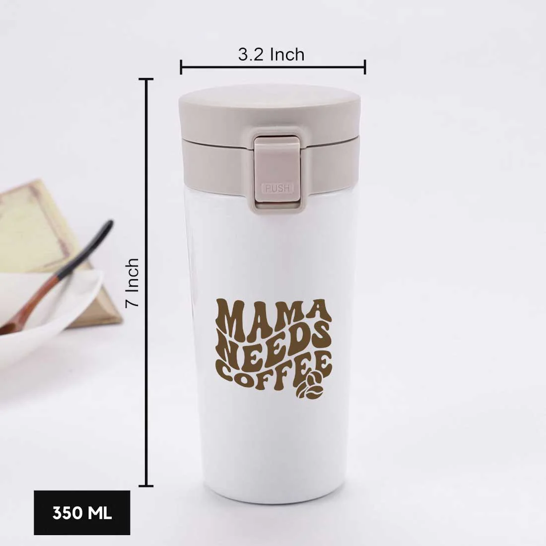 Designer Travel Coffee Mug Insulated for Travelling Mother Day Gift (350 ML) - Mama Needs Coffee - Image 11