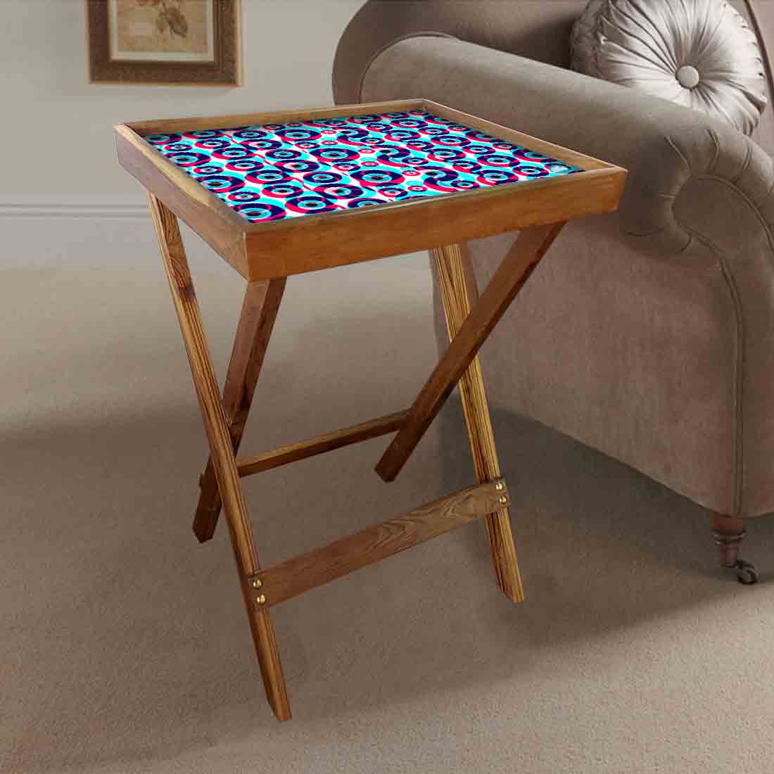 Wooden TV Tables for Eating Breakfast Serving Table - Evil Eye Protector - Image 2