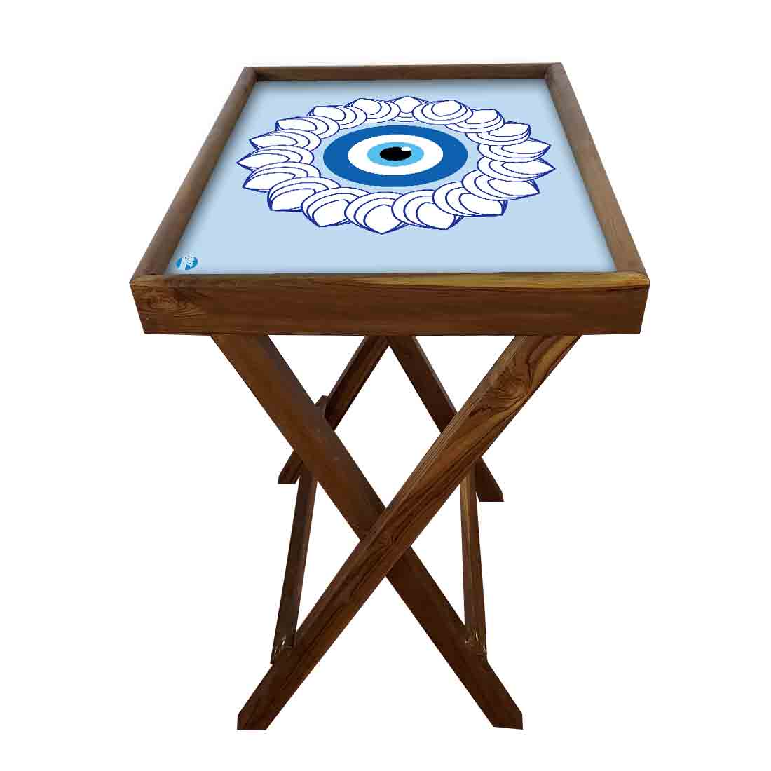 Wooden Folding Tray Side Table for Serving Snacks Tables - Evil Eye Protector - Image 11
