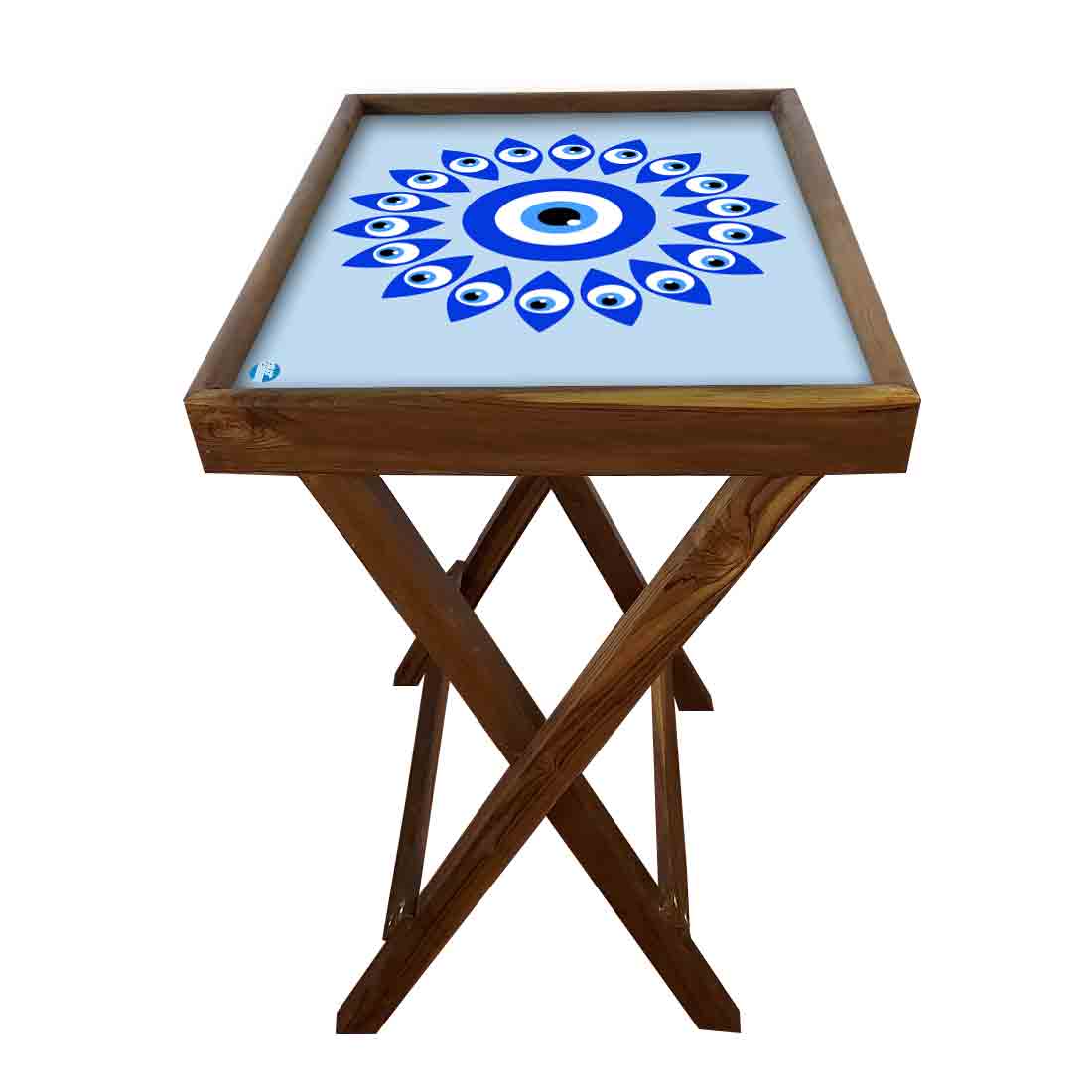 Wooden Folding Tray Side Table for Serving Snacks Tables - Evil Eye Protector - Image 12
