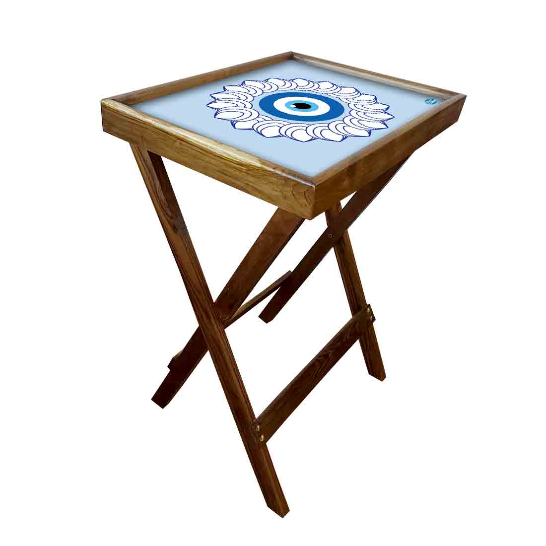 Wooden Folding Tray Side Table for Serving Snacks Tables - Evil Eye Protector - Image 15