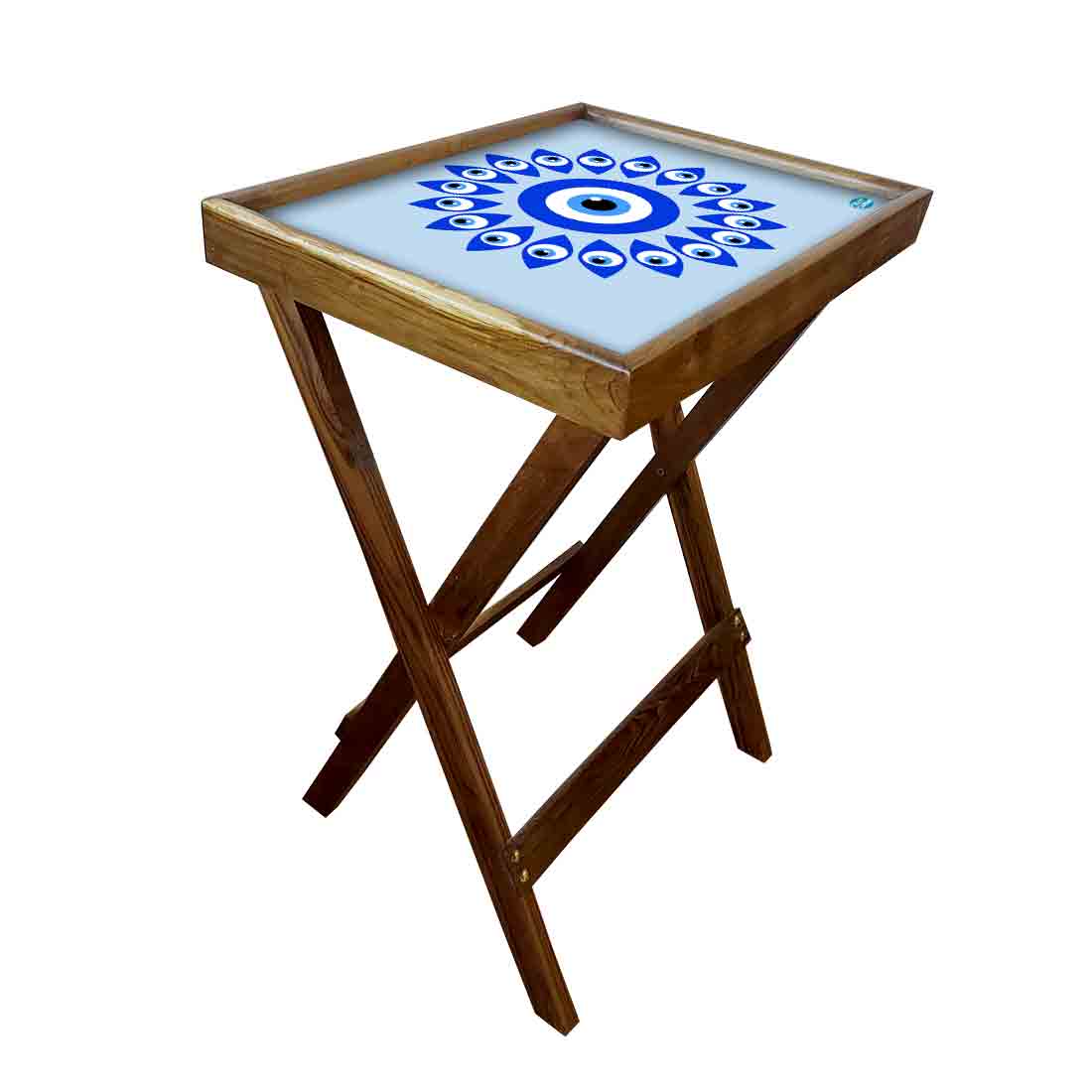 Wooden Folding Tray Side Table for Serving Snacks Tables - Evil Eye Protector - Image 17